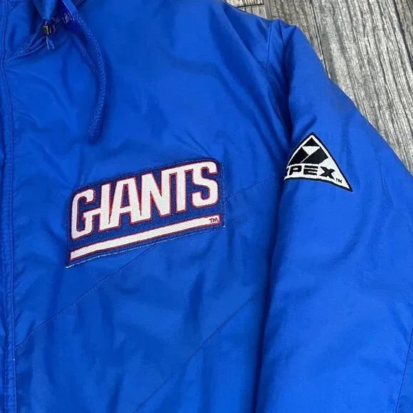 🔥🏈 Vintage NEW YORK GIANTS NFL Apex One Parka Puffer Jacket Blue/Red Sz M - GU